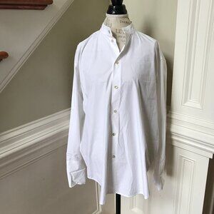 INTERIOR Button Down Oversized Shirt Blouse Womens XS White Long Sleeve Cotton